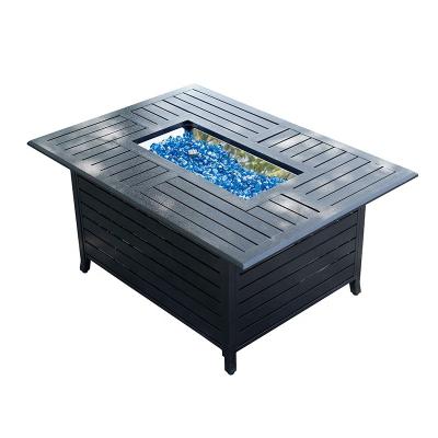 China Western Style Furniture Tubular Aluminum Outdoor Garden Furniture Patio Sets Tubular Rectangular Fire Table for sale