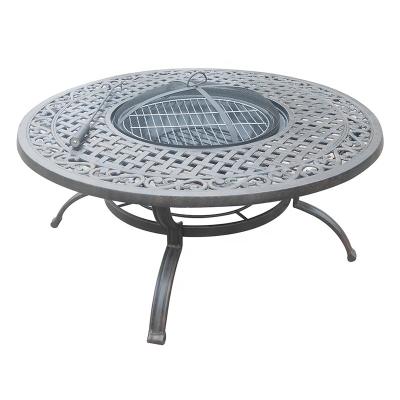 China Western Style Cast Aluminum Furniture Outdoor Garden Furniture Patio Sets Functional 120cm Botella BBQ Table Fire Table for sale