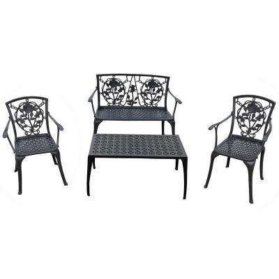 China Western Style The Cast Aluminum Furniture Garden Furniture Patio Sets Rose KD Outdoor Cafe Set for sale