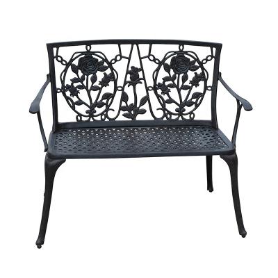 China Western Style Cast Aluminum Furniture Outdoor Garden Furniture Patio Sets Rose KD Bench for sale