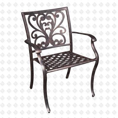 China Outdoor Cast Aluminum Garden Furniture Patio Cast Aluminum High Back Dining Chair Western Style for sale