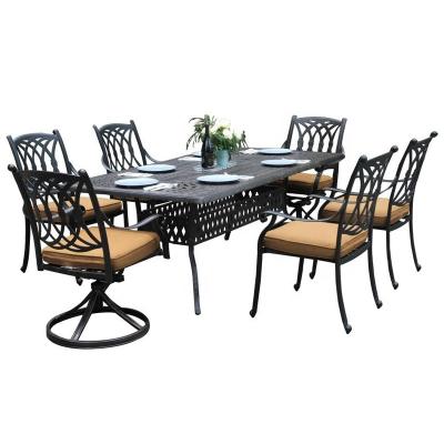 China Western Style Cast Aluminum Furniture Outdoor Garden Furniture Patio Sets Corellon 6 Seater Dining Set for sale