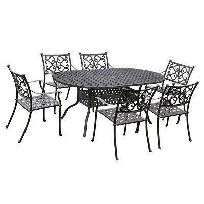 China Western Style Cast Aluminum Furniture Outdoor Garden Furniture Patio Sets Milan 6 Seater Dining Set for sale