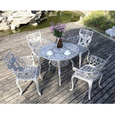 China Western Style Cast Aluminum Outdoor Furniture Garden Furniture Patio Sets Sunflower 4 Seater Dining Set for sale