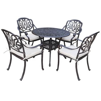 China Western Style Cast Aluminum Furniture Outdoor Garden Furniture Patio Sets Elizabeth 4 Seater Dining Set for sale