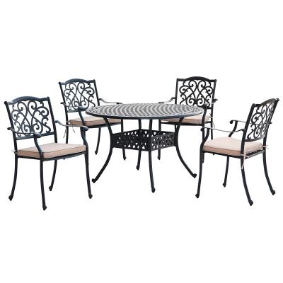 China Western Style Cast Aluminum Furniture Outdoor Garden Furniture Patio Sets Botella 4 Seater Dining Set for sale