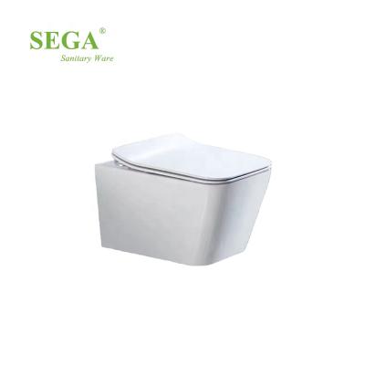 China D-4854W Modern Sanitary Ceramic Toilet Bowl Toilet Ware P Rimless Bathroom Ware Wall Hung Toilet for sale