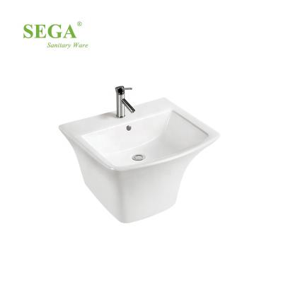 China P-7088W Polished Wall Hung Square Sink Basin Single Hole Cheap Ceramic Basin Washroom Wall Hung Basin for sale