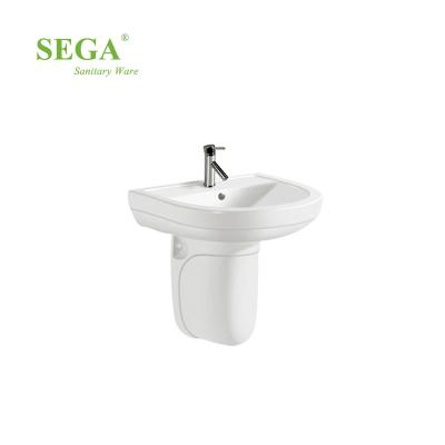 China P-7005W Modern Wall Hung Basin Bathroom Half Pedestal Wash Basin Traditional Cheap Price for sale