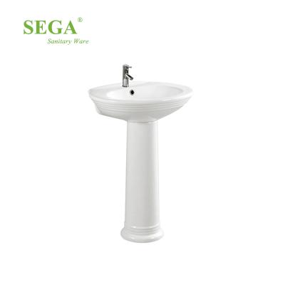 China Polished White Pedestal Wash Basin Simple Design Pedestal Factory Price Bathroom Sink P-7816 for sale