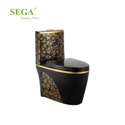 China M-9106D-3 Double-flush Gold and Gold Toilet Accessories Gold Toilet Black Russian Toilet for sale