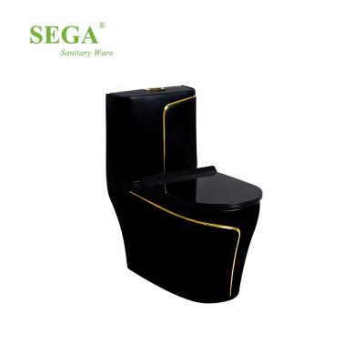 China Double-flux M-160MB Bathroom Black Color WC Siphonic Luxury One Piece Toilet for sale