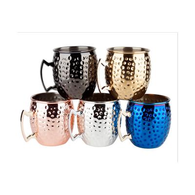 China Sustainable Hot Sale 500ml Promotion Stainless Steel Moscow Mule Mug With Hammered Finished for sale