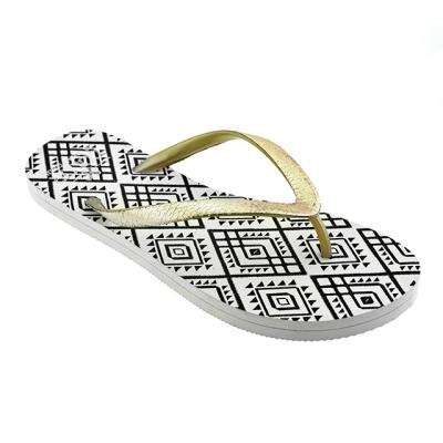 China EVA Flip Flops Sole With Silver PVC V Straps Upper Sand Flip Flop Slippers For Women for sale