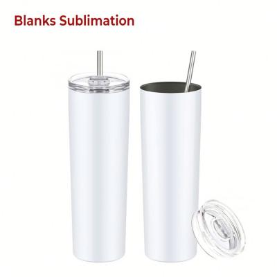 China Wholesale High Quality Viable Custom Sublimation Stainless Steel Logo 20oz 30oz Straight Lean Tumbler Cups In Bulk White for sale