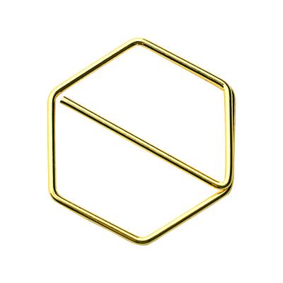 China Cute Features Geometric Shape Stationery Bookmark Metal Gold Polygon Hexagon Paper Clip for sale