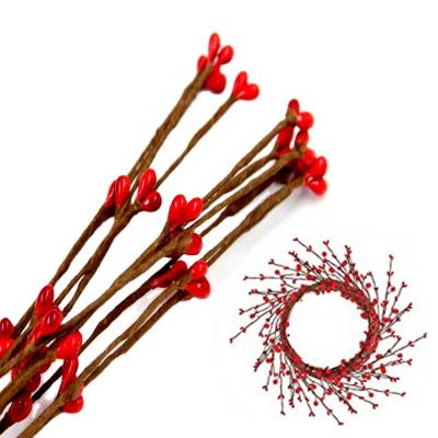 China Berry Stems Artificial Berry Vines Bright Red Even Branches Decorative Berry Garland for DIY Wreath Opens Making and Christmas Home Decor for sale