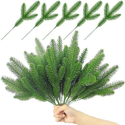 China decorative flowers & Braid Artificial Pine Branches Green Plants Pine Needles DIY Accessories for Garland Wreath Christmas and Garden Decor for sale