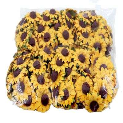 China 100 Nature Mini Artificial Sunflowers Yellow Paper Sunflowers Hand Holding Bouquet Wedding Card Greeting Card Decoration DIY Chic Craft for sale