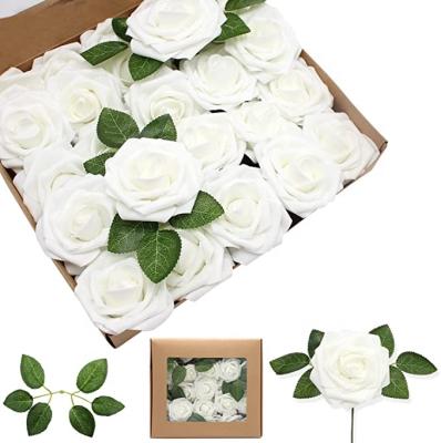 China 8cm Tall Touch Natural Artificial Foam Rose Flower Box, Flower 144, Pe Latex Foam Rose Foam Flower Roses Royal Blue Roses Flowers Stem Bulk for sale