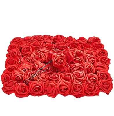 China 2022 Hot Sell Pe Style Single Touch Factory Natural Foam Rose Flower Head For Wedding Accessories Artificial Faux Flower Heads for sale