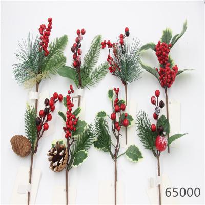 China DIY Wreath Christmas Decorations 6500 Supplies Snowy Christmas Pine Cone Flower Decoration With Holly Red Berry for sale