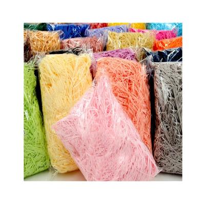 China 2MM Raw Raffia Makers Colorful Biodegradable Raffia Wood Grass For Gift Box Filler Packing Filler 100G for sale