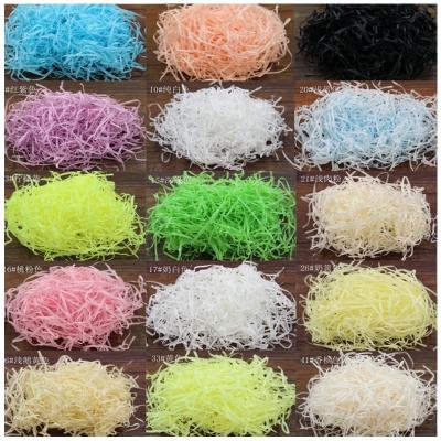 China Wholesale High Quality Decorative Raffia Shredded 20g/Bag Box Filler Moisture Proof Shredded Paper For Gift Box Filler for sale