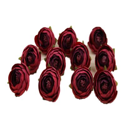 China Wedding Party DIY Mini Decor Immortalized Camellia Small Artificial Silk Loose Tea Rose Flower Bud Simulation 10PCS for sale