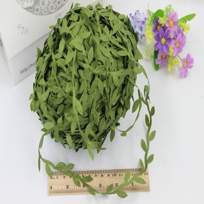 China DIY Braid 200m Artificial Vines Braid Hanging Plants Leaves Trim Ribbon Olive Green Leaf For DIY Craft Party Wedding Home Decoration for sale