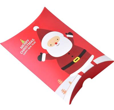 Cina Scatole di caramelle natalizie a forma di cuscino Confezione regalo Babbo Natale 250 gsm Carta bianca in vendita