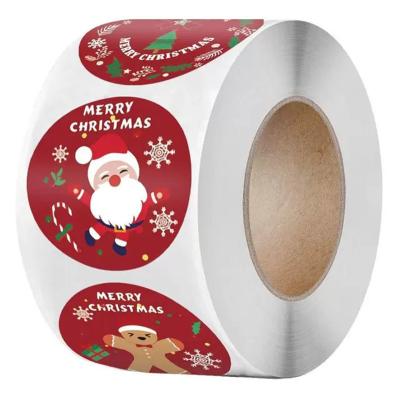 China Personalised Round Merry Christmas PVC Label Sticker Labels For Card Gift Envelope Box for sale