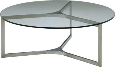 Chine Table basse verre-métal gâchée ronde, table basse de base d'acier inoxydable, tables en verre à vendre