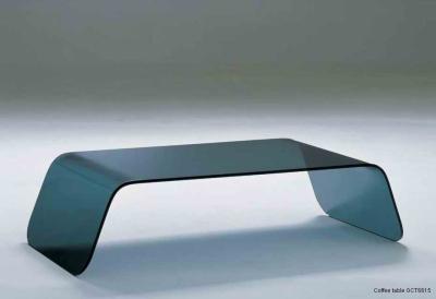 China Bending Glass Metal Coffee Tables, Contemporary Glass Top End Table for sale