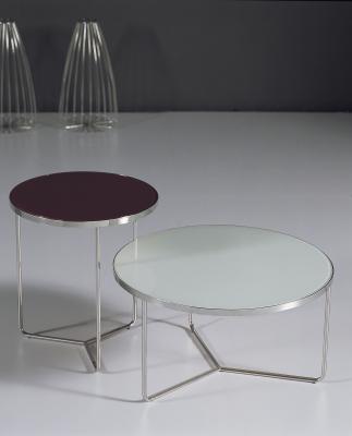 China White Painted Glass Metal Coffee Table , Modern Round Console Tables , Black and white coffee tables for sale