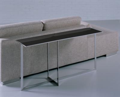 China Stainless Steel Black Glass Metal Coffee Tables , Sofa back tables for sale