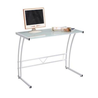 China Home Office Furniture Modern Glass Notebook Desk White Tempered Glass DX-3310 for sale