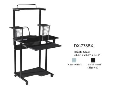 China High Black 7mm Tempered Glass And Wood Computer Desk With CD Rack DX-778BX for sale