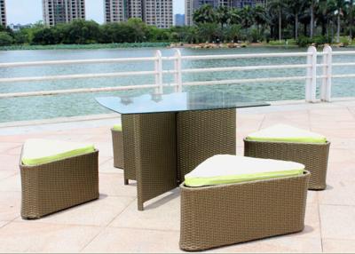 China Elegant Anti UV Rattan Table And Chairs Set , Rattan And Glass Dining Table for sale