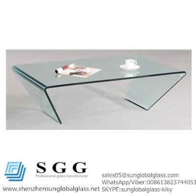 China Grade A high quality 46x28 Rectangle Bent Glass Cocktail Table for sale