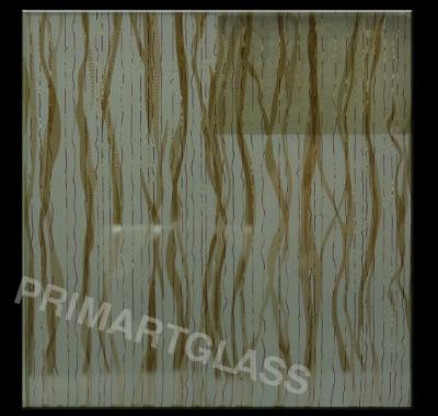 China Brown Fabric Tempered Laminated Glass For Doors , Safety Tempered Glass for sale