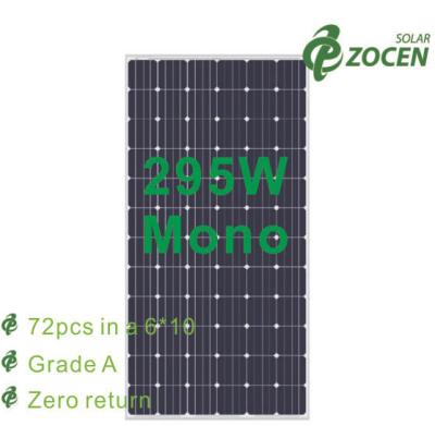 China 295W Tempered Glass Monocrystalline Solar Panels With Anti - Reflective Coating for sale