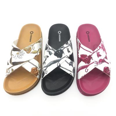 China Fashion Trend Logo Women Footwear Glitter Line Custom Sandals Straps Cheap Fast Shipping Cross Flower Slides Slippers for sale