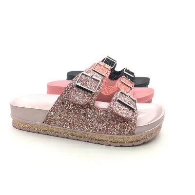 China Fashion Trend New Arrival Multi Color Double Strap With Sandals Women Shining Uppers Women Slippers for sale