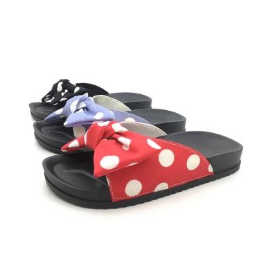 China Fashion Trend China Manufacturing Cheap Home Durable Bowknot Point Wave Shoes Women Flat Women Slides Slippers for sale