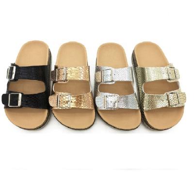 China Fashion Trend Manufacturers Supplier Stylish Breathable Shoe Straps Adjustable Sandals Double With Buckles Women Natural Cork Sole Sl for sale