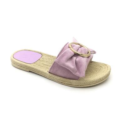 China New Fashion Trend Design Women's Classic Buckle Decoration Cloth Shoes Cloth Flat Outdoor Slides Slippers For Women for sale