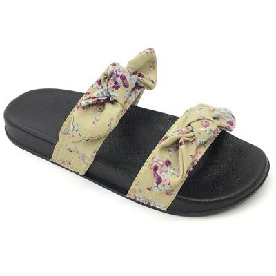 China 2021 Fashion Trend Spring New Style Women Summer Slippers Fashion Colorful Slides Flat Shoes With Bowknot for sale