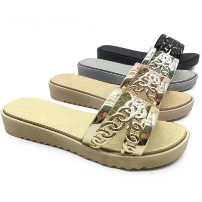 China Fashion Trend Factory Wholesale OEM Women PU Shoes Beach Slippers Specila Multicolor Design On Uppers Slides for sale