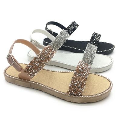 China New Quick-drying trend fashion PVC ladies sandals summer beach flat sandals ladies flat sandals for sale